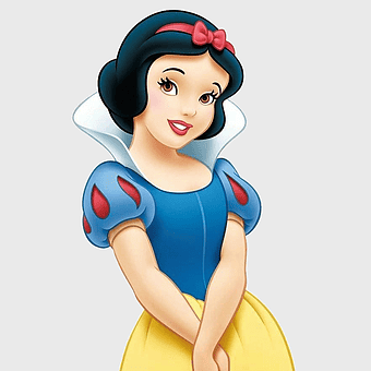 Snow White Disney Princess, Seven Dwarfs cartoon character, Snow White makeup artist, Snow White figurine, classic fairy tale princess, iconic Disney animation, royal fairytale costume