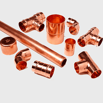 copper pipe fittings, plumbing hardware, industrial copper tubing, metal piping components, water supply systems, HVAC installation materials, construction supplies