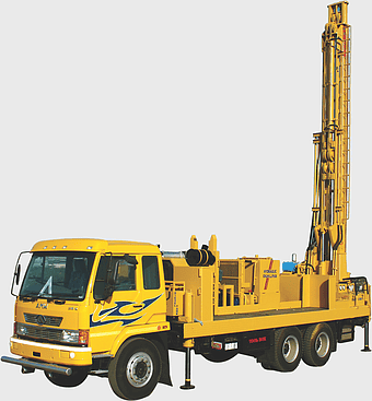 yellow truck drilling rig, submersible pump well drilling, freight transport services, tube well construction, borewell equipment supplier, mobile drilling vehicle, utility water supply solutions