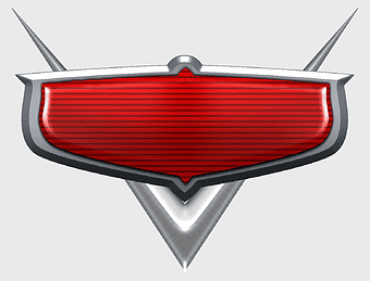 Cars logo, Lightning McQueen emblem, Disney Cars branding, red and gray shield, animated car symbols, movie franchise icons, vehicle movie logos