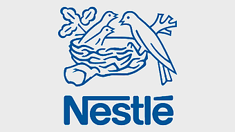 Nestlé logo design, blue and white Nestlé emblem, Nestlé food business branding, Nestlé corporate identity, bird nest illustration, consumer goods logo, international food company symbol