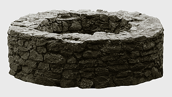 water well pump, stone wall construction, well drilling process, stones and rocks, rural water source, natural stone structures, irrigation systems