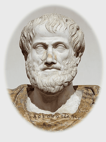 Aristotle sculpture, modes of persuasion, ancient Greek philosophy, ethos pathos logos, classical philosopher bust, marble statue head, historical figure art