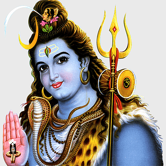 Lord Shiva, Hindu Deity Art, Shiva Trishul, Om Symbol, Divine Snake, Spiritual Iconography, Indian Mythology Illustration