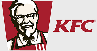 KFC logo, fried chicken restaurant, Colonel Sanders, chicken as food, fast food chain, iconic brand symbol, quick service dining