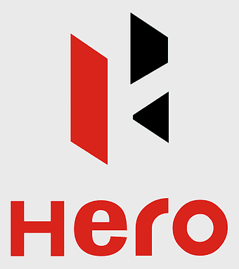 Hero MotoCorp logo, motorcycle business branding, India two-wheeler manufacturer, Honda partnership design, automotive industry symbols, red and black emblem, motorbike corporate identity