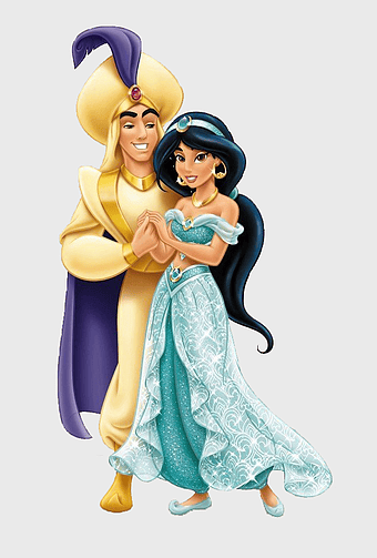 Aladdin and Jasmine HD, Disney Princess couple, Aladdin and Jasmine cartoon, Aladdin and Jasmine figurine, magical romance, animated adventure, royal fantasy characters