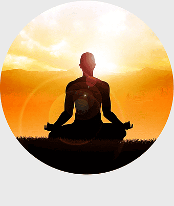 meditation silhouette, chakra healing energy, mindfulness practice, guided meditation therapy, spiritual wellness, inner peace journey, sunset meditation scene