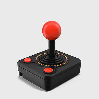 Atari 2600 joystick controller, retro gaming peripherals, classic video game input device, vintage gamepad, arcade-style controller, gaming hardware, interactive entertainment technology