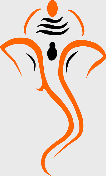 Ganesha illustration, orange elephant deity, Ganesh Chaturthi art, Hinduism symbol, minimalist Ganesha design, spiritual elephant icon, festive Hindu artwork