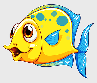 yellow fish illustration, marine life emoticon, tropical fish icon, fish scale pattern, aquatic creature graphic, oceanic animal art, cartoon marine biology