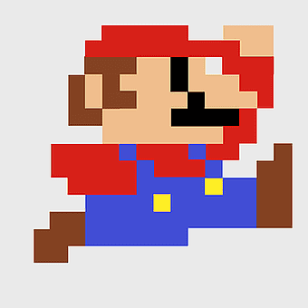 Super Mario Bros, 8bit Color Mario, mario Square Sprite, new Super Mario Bros Character, pixel art Mario, retro video game character, mario series illustration