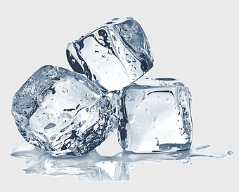 three ice cubes, ice cube freezing process, ice pack for cold injuries, icemaker-generated cubes, frozen water droplets, refreshing cold treats, ice block visuals