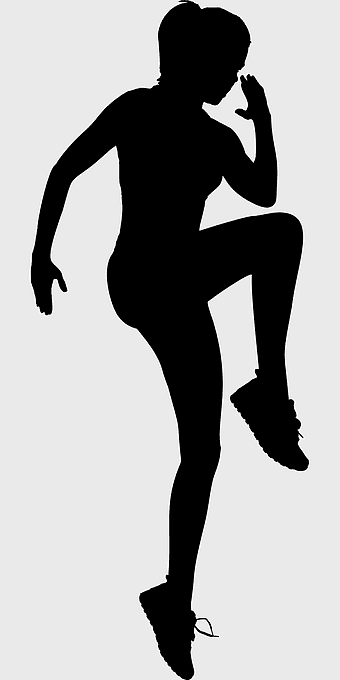 Physical fitness silhouette, exercise cartoon man, fitness center workout, monochrome dancer, active lifestyle, health and wellness, body movement art