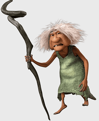 The Croods character, Randy Thom soundtrack, Ugga from The Croods, DreamWorks Animation film, prehistoric family adventure, animated cave woman, ancient tribal life