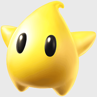Super Mario Galaxy 2 Luma, yellow gaming character, video game universe, closeup Mario series, star character, Nintendo icon, interstellar helper