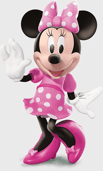 Minnie Mouse cartoon character, pink polka dot dress, Disney mouse figurine, Minnie Mouse drawing, classic Disney animation, iconic cartoon mascot, playful mouse design