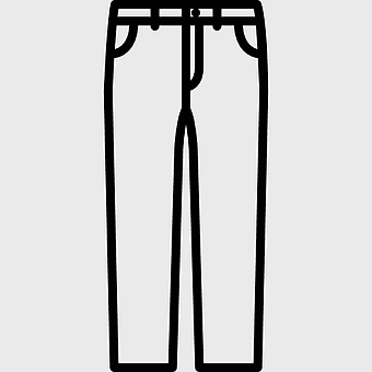 Chino cloth trousers, western-style pants, monochrome clothing icons, black and white fashion, casual wear illustration, menswear graphic design, textile apparel sketch