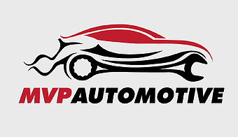 MVP Automotive Service Center, car repair logo design, professional automobile repair shop, red and black logo branding, vehicle maintenance services, automotive repair branding, car service center identity