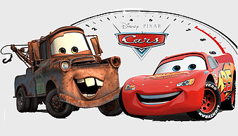 Lightning McQueen and Mater, Disney Cars cartoon characters, Pixar animated vehicles, Cars 2 and 3 movie scenes, animated car racing, tow truck and race car duo, Disney Pixar automotive adventure