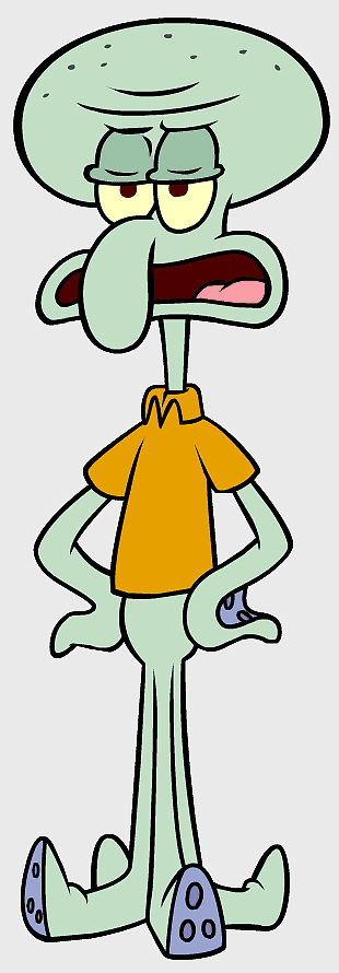 Squidward Tentacles, SpongeBob SquarePants character, Krusty Krab employee, yellow shirt, underwater cartoon art, sea creature illustration, animated marine life