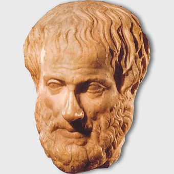 Aristotle bust sculpture, ancient Greek philosopher, On the Soul, nous concept, marble portrait, classical art, intellectual heritage