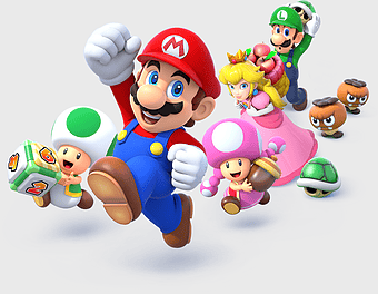 Mario Party Star Rush characters, Luigi and Princess Peach companions, Mario Bros. animated art, Toad and friends gathering, Super Mario cartoon illustration, Mushroom Kingdom adventure, Nintendo gaming characters group