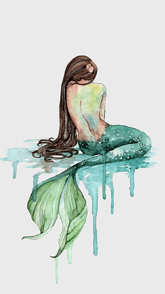 hand-painted mermaid illustration, watercolor mermaid painting, sitting mermaid art, mermaid printmaking, fantasy creature artwork, aquatic fantasy art, mythical sea creature illustration