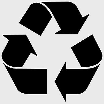 recycling symbol silhouette, black and white waste bin logo, monochrome recycling icon, paper recycling symbol, eco-friendly waste management, sustainable waste disposal, circular recycling graphic