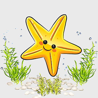 cartoon starfish, marine life illustration, ocean world drawing, aquatic creatures art, underwater scene, sea creature design, echinoderm graphic