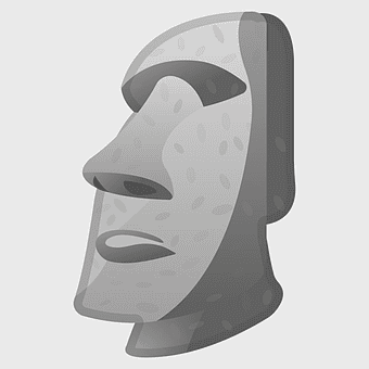 Moai emoji, Android Oreo emoji, Easter Island statue, Noto Fonts character, Polynesian sculpture, digital art representation, emoji design illustration