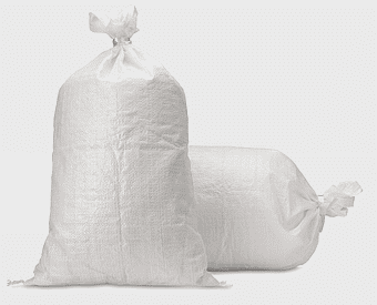 Polypropylene sandbag, woven fabric bag, white textile sack, flexible storage container, industrial packaging solution, germ-proof storage option, bulk material handling