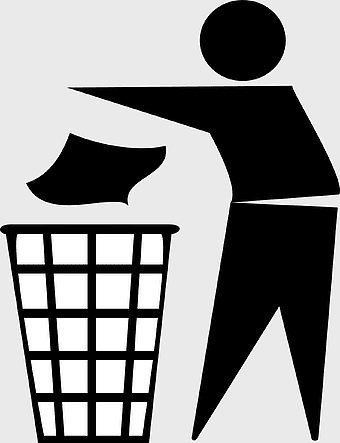 Trash disposal icon, waste management symbol, garbage disposal sign, trash can graphic, refuse disposal image, png