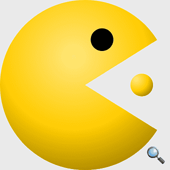Pacman emoticon, yellow smiley circle, text messaging icon, pacman game character, retro gaming symbol, digital communication graphic, emoji expression art