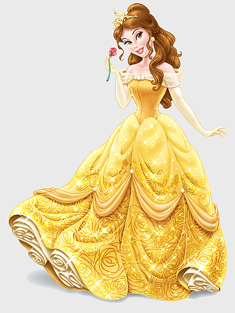 Disney Princess Belle, Beauty and the Beast, yellow gown, princess illustration, fairy tale characters, royal attire, enchanted rose, fantasy art