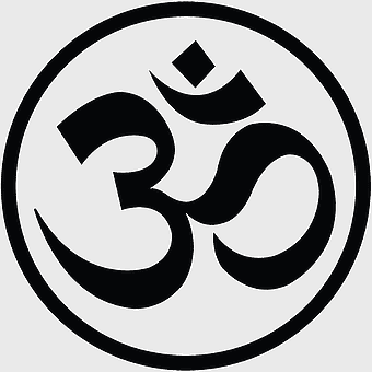 Om symbol, Hinduism logo, monochrome meditation sign, Shiva third eye, spiritual iconography, sacred geometry art, divine symbol design