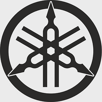 Yamaha tuning fork logo, Yamaha motorcycle emblem, black and white Yamaha symbol, Yamaha Motor Company decal, Yamaha corporate branding, iconic motorcycle logo, automotive manufacturer insignia