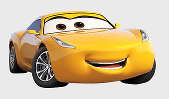 Cruz Ramirez yellow car, Cars 3 character illustration, Pixar animated vehicle, compact sports car design, cartoon car art, animated movie character, yellow sports car illustration