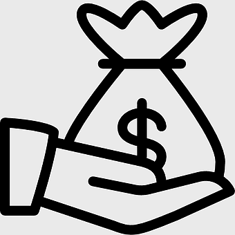 money bag icon, bank payment symbol, finance currency object, monochrome money bag, financial donation image, savings concept graphic, banking finance illustration