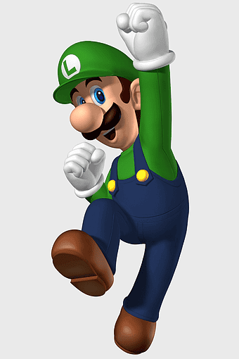 Luigi Nintendo character, Super Mario Bros game, Mario Luigi Superstar Saga toy, New Super Mario Bros figurine, gaming mascot animation, SMB Luigi running pose, cartoon headgear action figure
