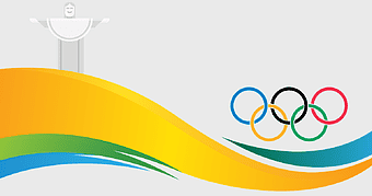Rio de Janeiro Olympics, Olympic rings logo, Christ the Redeemer statue, 2016 Summer Games, Olympic event branding, international sports competition, Brazil cultural landmarks