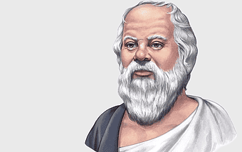Socrates Ancient Greece, Philosopher wisdom, Socratic Method education, beard and moustache portrait, classical philosophy thinker, ancient Greek philosopher illustration, philosophical inquiry concept