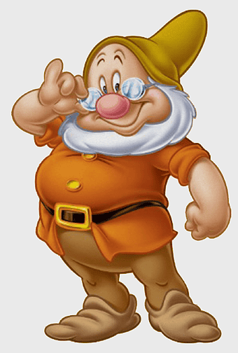 Snow White dwarf, Seven Dwarfs Bashful Dopey Grumpy Sneezy, cartoon dwarf character, Snow White and the Seven Dwarfs, whimsical garden gnome, animated fairy tale figure, classic Disney illustration