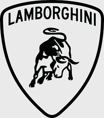 Lamborghini Aventador logo, Lamborghini brand emblem, black and white car logo, supercar brand symbol, luxury automotive badge, iconic car insignia, high-performance vehicle crest