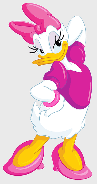 Daisy Duck illustration, Disney cartoon characters, pink duck art, Disney water bird, classic Disney art, animated duck character, vintage Disney illustration