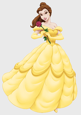 Belle Disney Princess, beauty and the beast film, yellow ball gown, Belle with rose, enchanted rose, Disney princess belle, fairy tale character