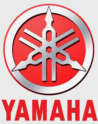 Yamaha motorcycle logo, Yamaha tuning fork emblem, Yamaha Motor Company symbol, Yamaha Corporation trademark, motorcycle brand icon, automotive logo design, red and silver insignia