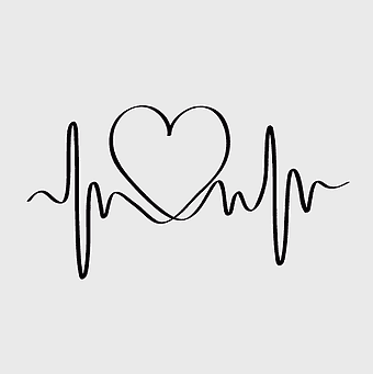 black heart silhouette, pulse line art, minimalist tattoo design, monochrome heart illustration, heartbeat sketch, anatomy graphic, cardio symbol, health icon