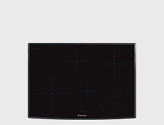 Electrolux induction cooktop, convection microwave appliance, top view kitchen appliance, cooking range surface, modern kitchen technology, sleek kitchen design, energy-efficient cooking