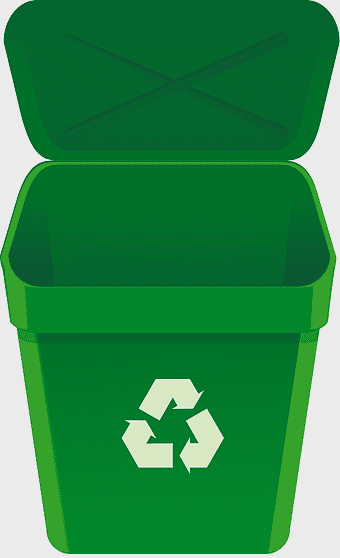green recycling bin, waste containment container, eco-friendly trash bin, recycling symbol icon, sustainable waste management, environmental waste disposal, green waste collection